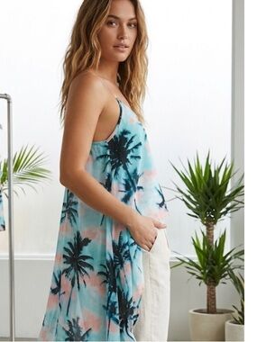 Forever 21 Blue and Pink Spaghetti Strap Sundress